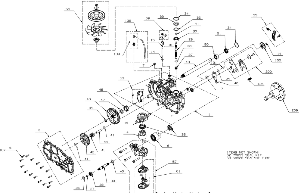 Transmission (Lh) Diagram and Parts List for ZT1-54KH (17CM010)(2022) Cub Cadet Lawn Tractor